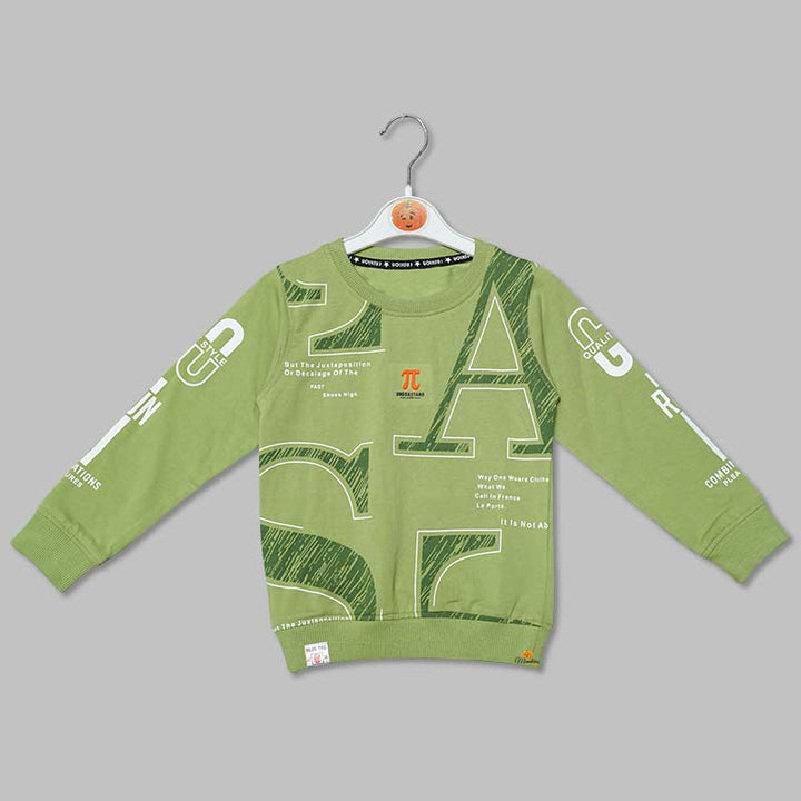 Green Full Sleeves T-shirt for Boys Front View