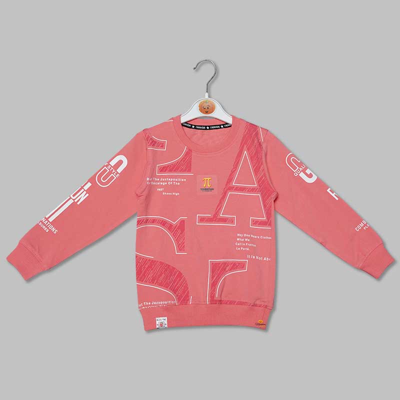 Pink Full Sleeves T-shirt for Boys Front View