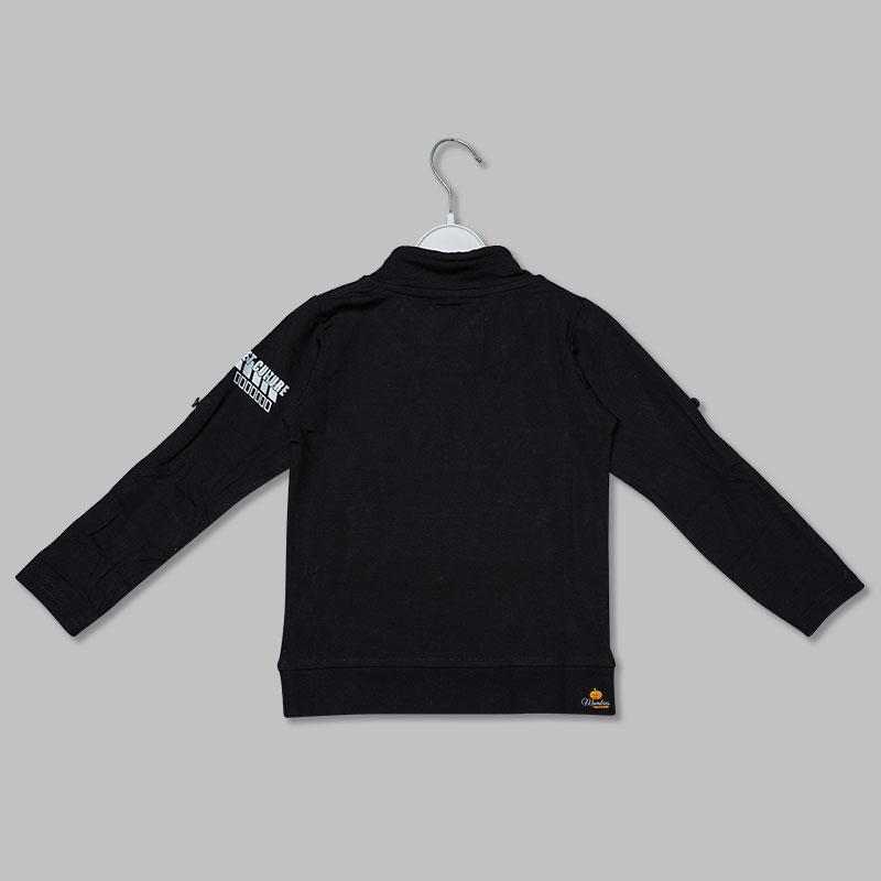 Black Calligraphy Full Sleeves T-shirt for Boys Back View