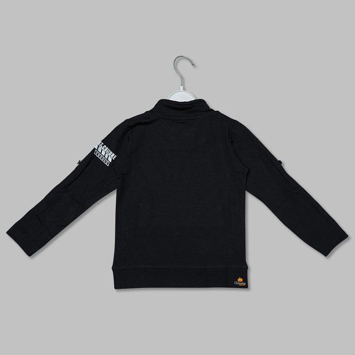 Black Calligraphy Full Sleeves T-shirt for Boys Back View