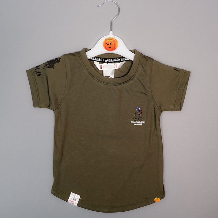 Solid T-shirt For Boys with Round Neck Variant Front View