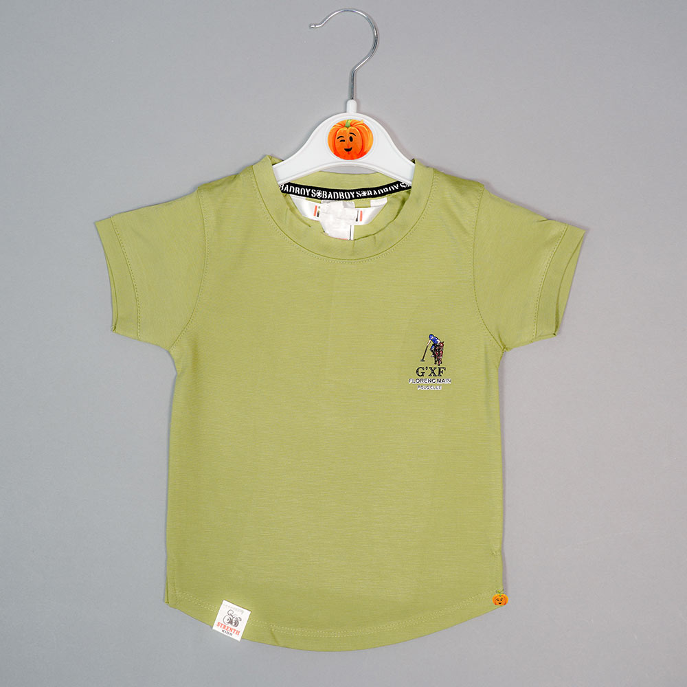 Solid T-shirt For Boys with Round Neck Front View