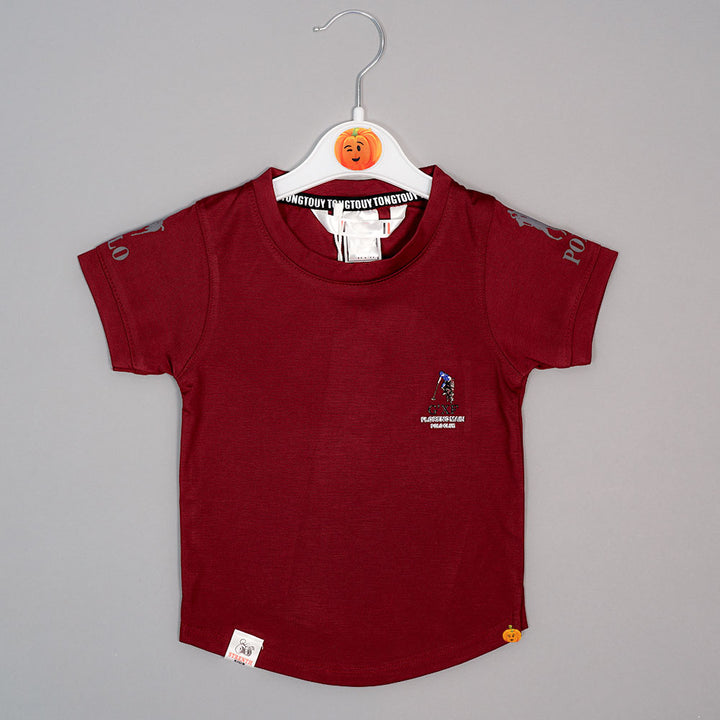 Solid T-shirt For Boys with Round Neck Variant Front View