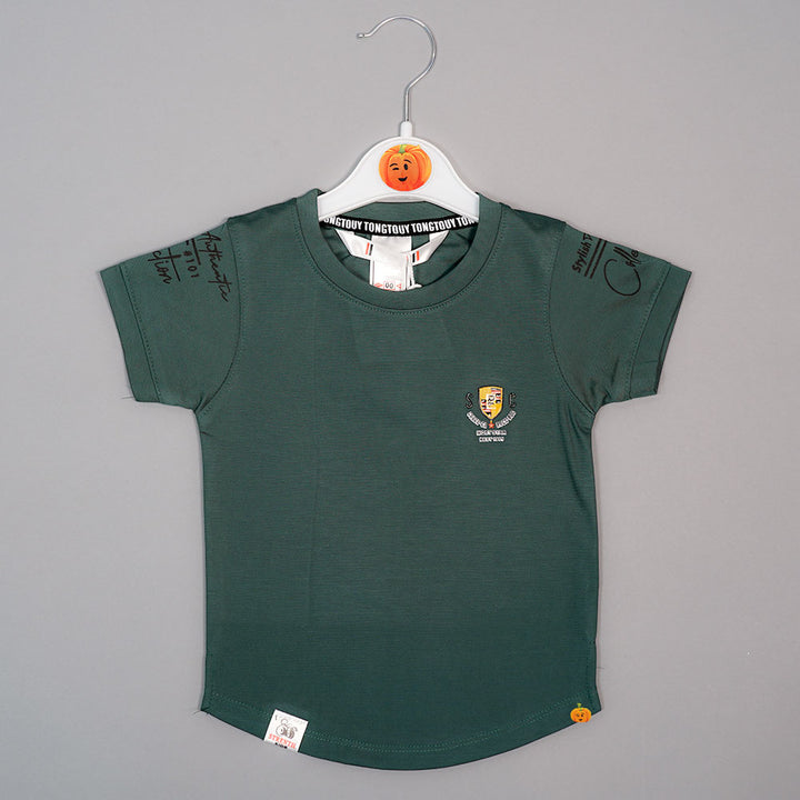 Solid Green T-Shirt for Boys with Soft Fabric Variant Front View