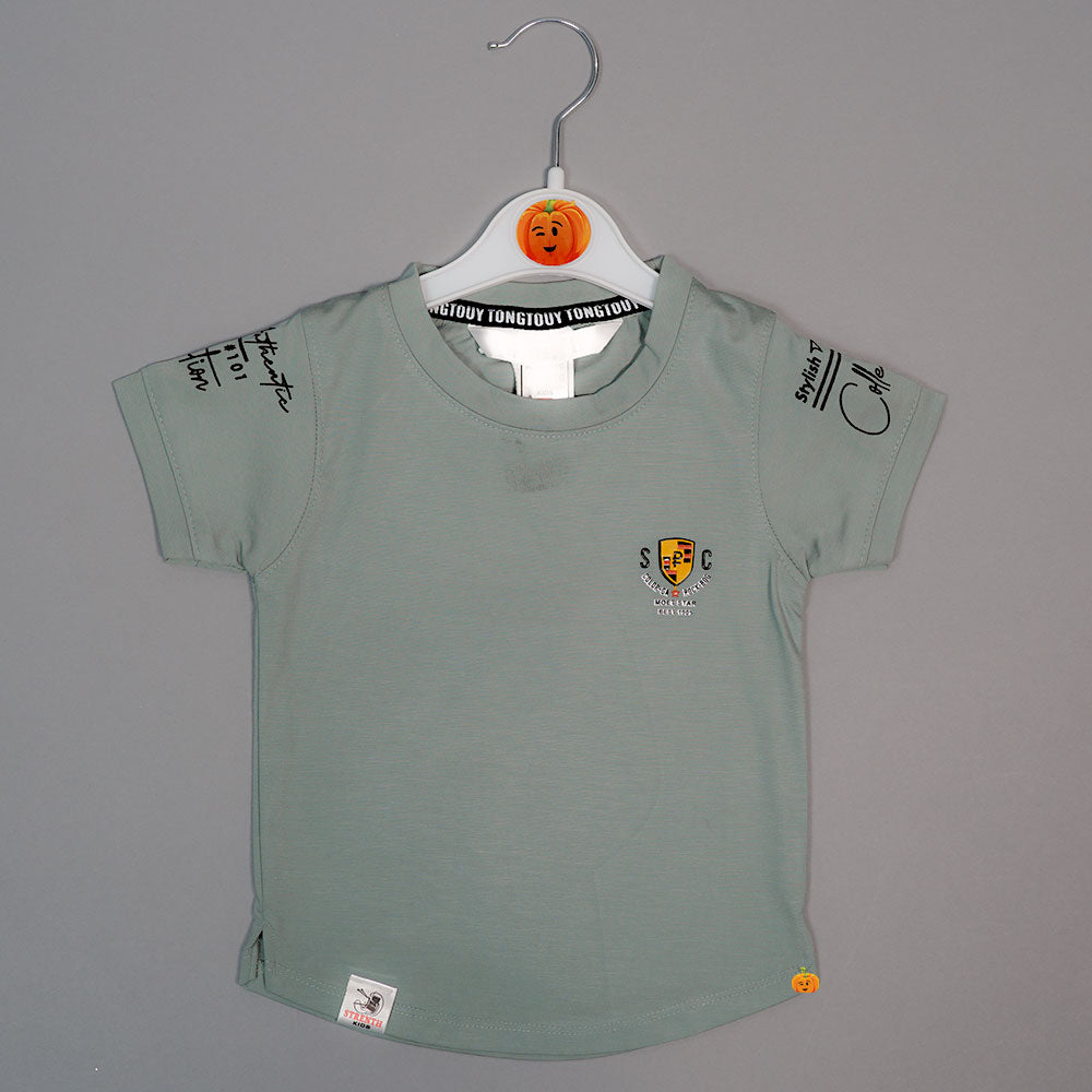 Solid Grey T-Shirt For Boys with Soft Fabric Variant Front View