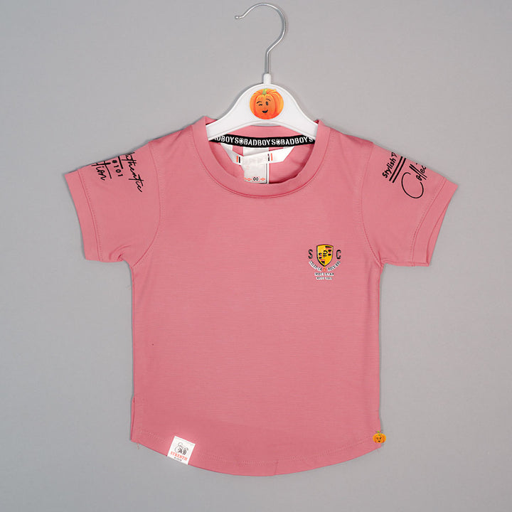 Solid Pink T-Shirt For Boys with Soft Fabric Variant Front View