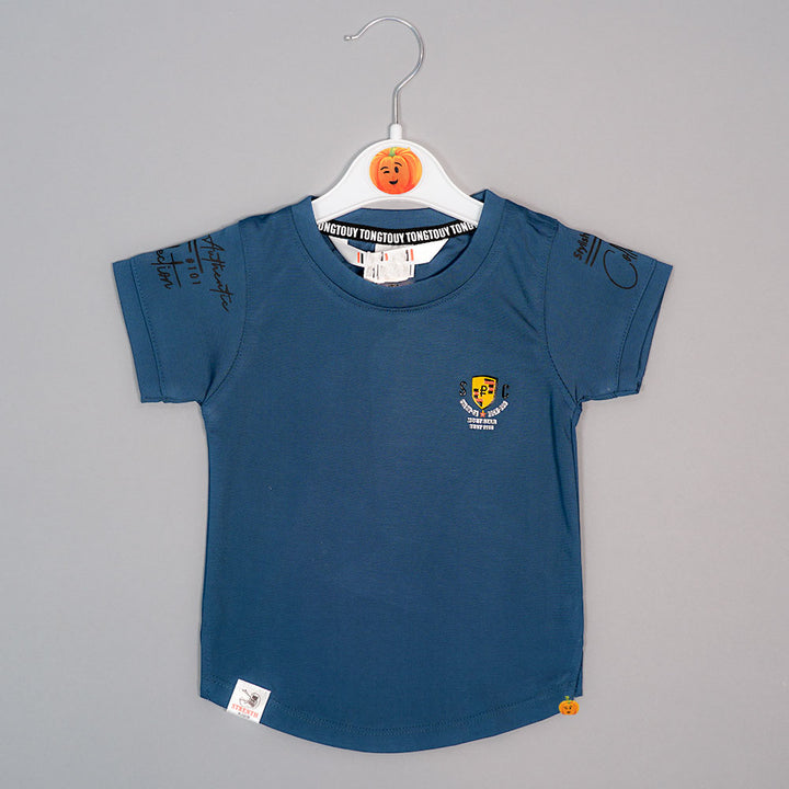 Solid Blue T-Shirt For Boys with Soft Fabric Variant Front View