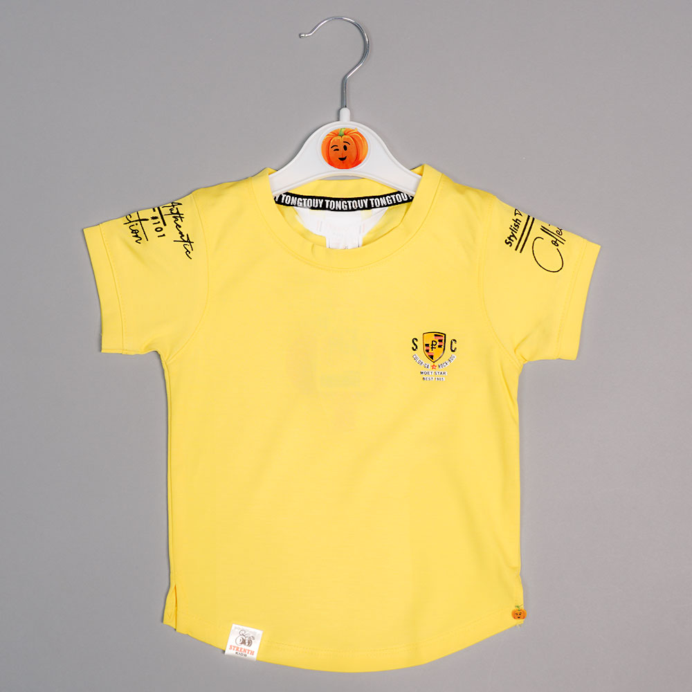 Solid Yellow T-Shirt For Boys with Soft Fabric Variant Front View