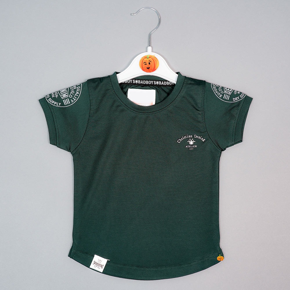 Solid Plain Half Sleeves T-Shirt For Boys Variant Front View