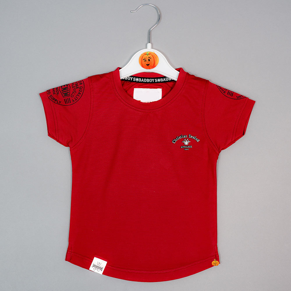 Solid Plain Half Sleeves T-Shirt For Boys Variant Front View