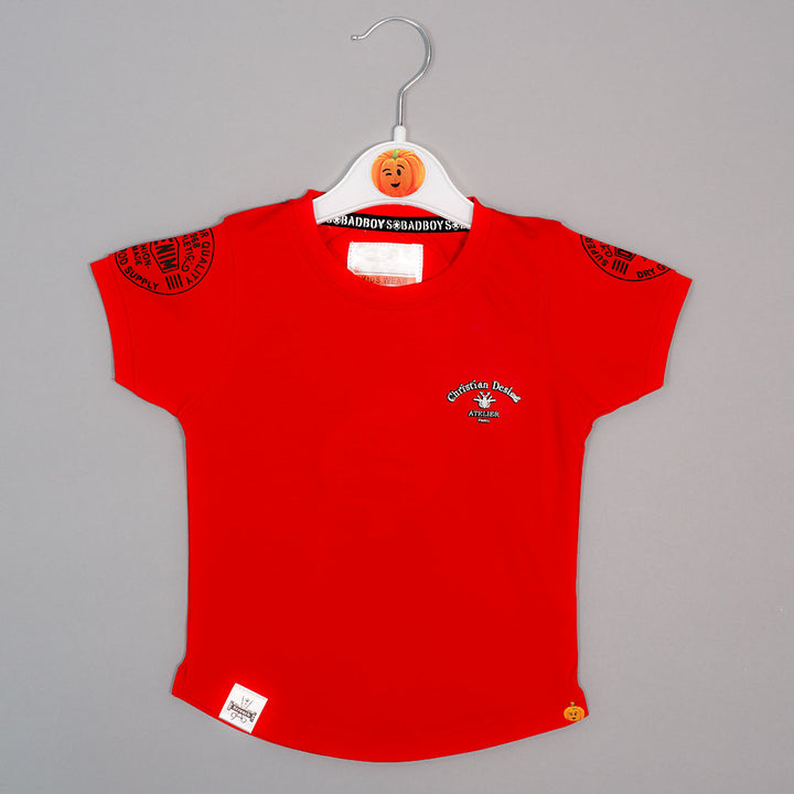 Solid Plain Half Sleeves T-Shirt For Boys Variant Front View