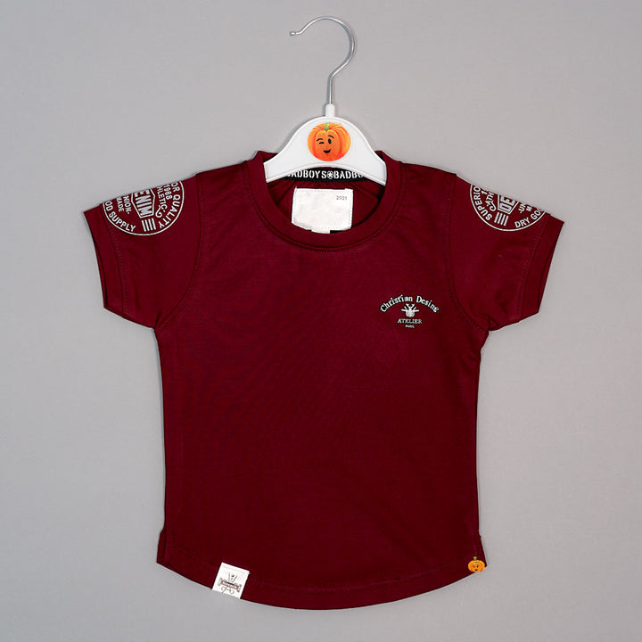 Solid Plain Half Sleeves T-Shirt For Boys Variant Front View