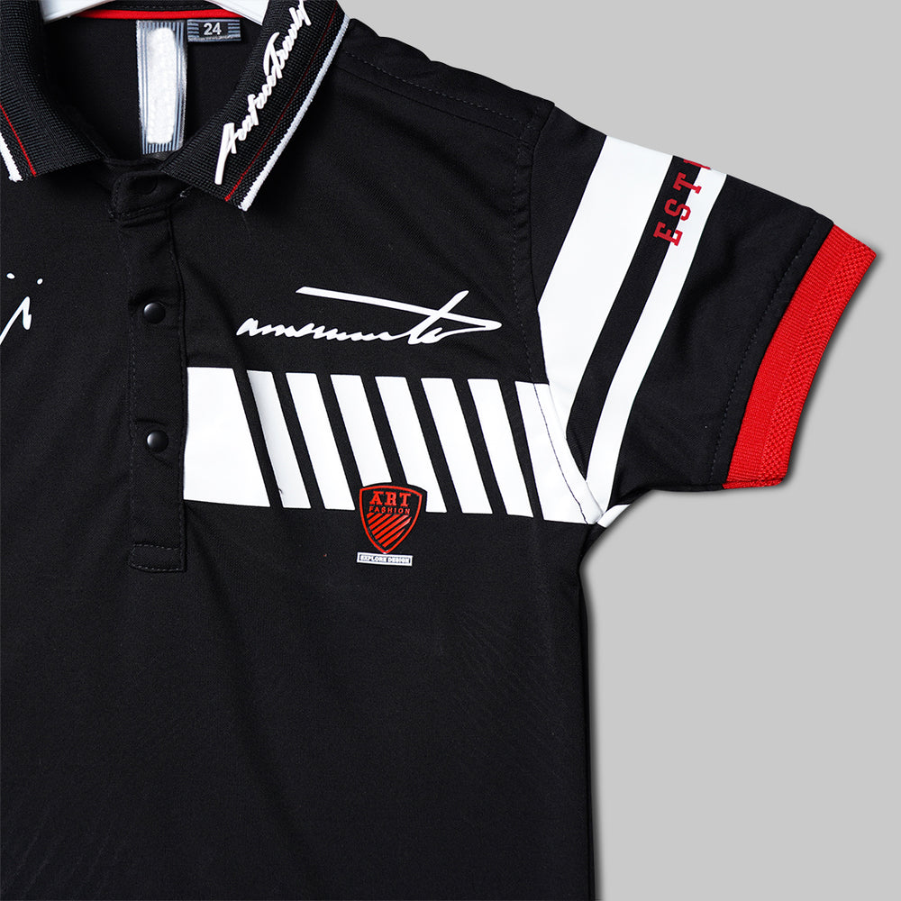 Solid Polo Collard T-Shirts for Boys Close Up View 