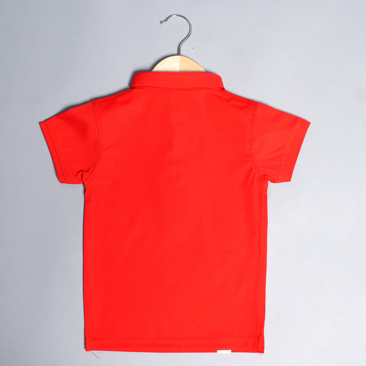 Solid Collared Aesthetic T-Shirt for Boys Back View