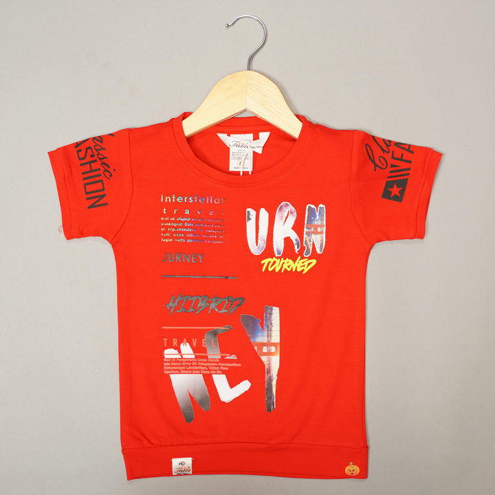 Solid Round Neck T-Shirts For Boy Front View