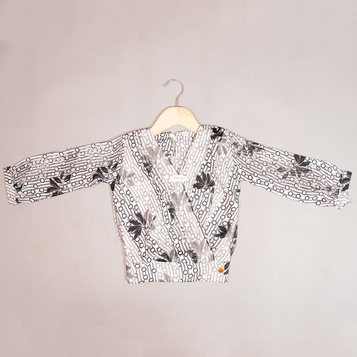 Floral & Dotted Pattern Top for Girls Variant Front View