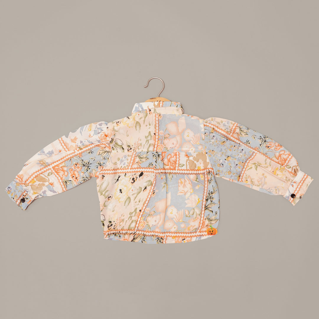 Collared Printed Top for Girls Back View