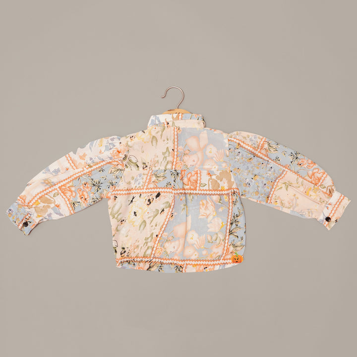 Collared Printed Top for Girls Back View