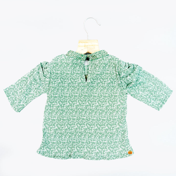 Green & Onion Printed Girls Top Back View