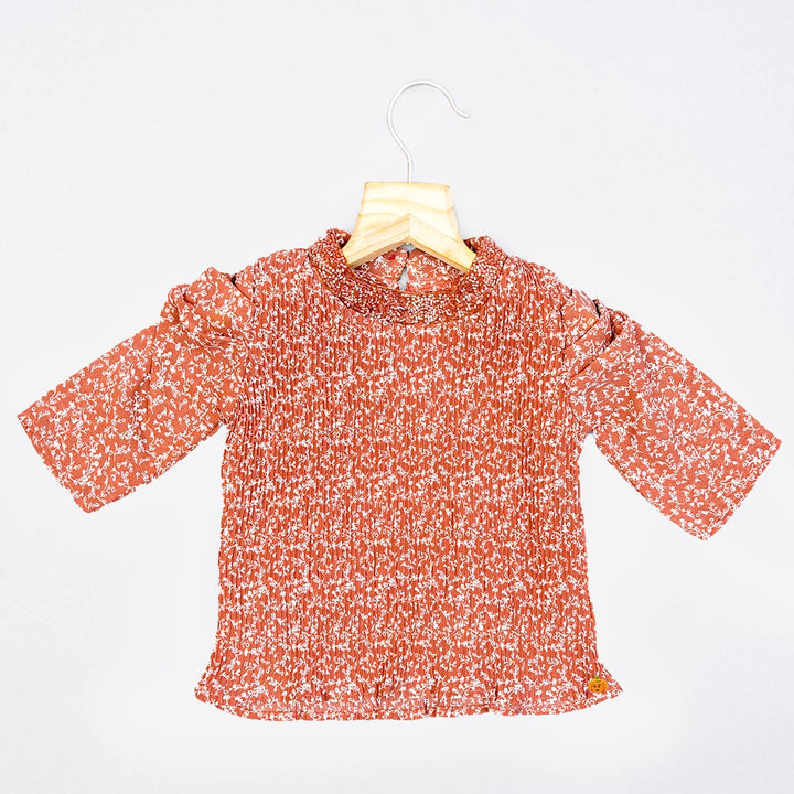 Green & Onion Printed Girls Top Front View