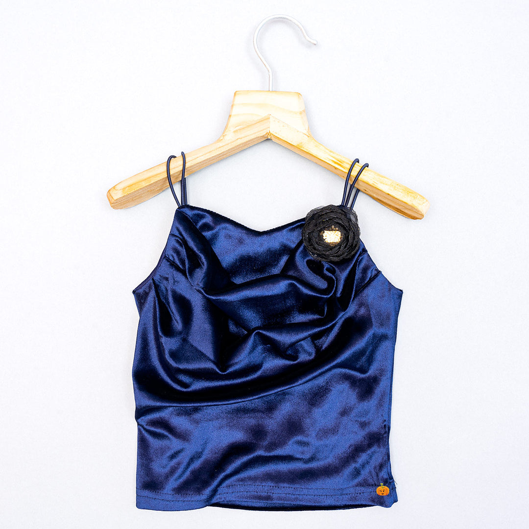 Navy Blue & Black Top for Girls Front View