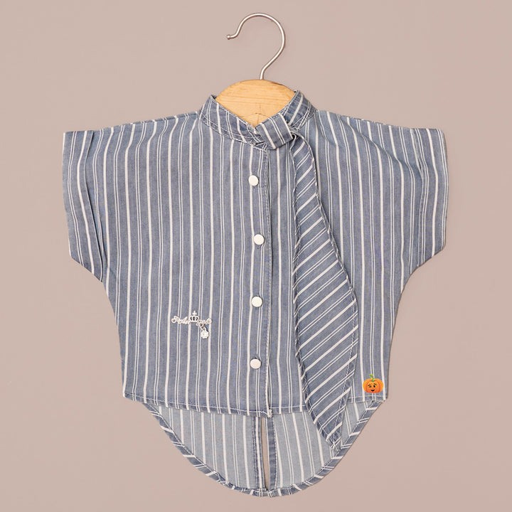 Striped Pattern Blue Top for Girls Variant Front View