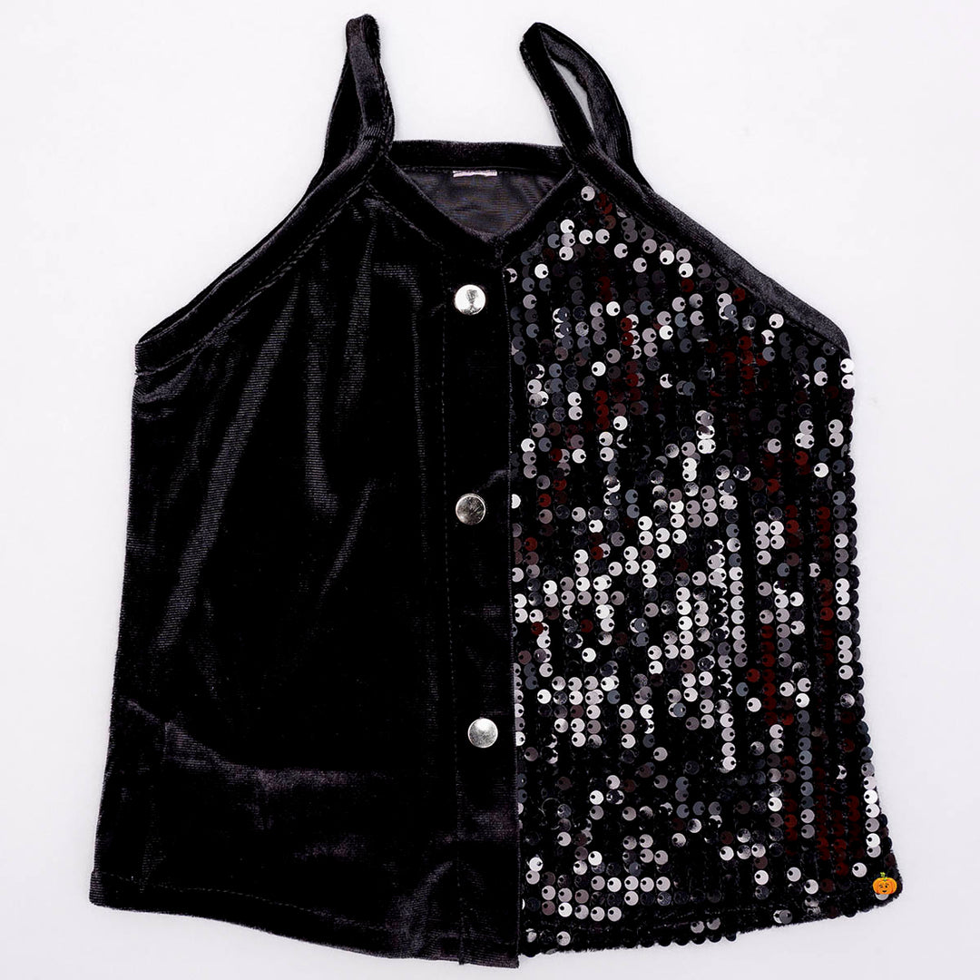 Rama & Black Sequin Top for Girls Front View