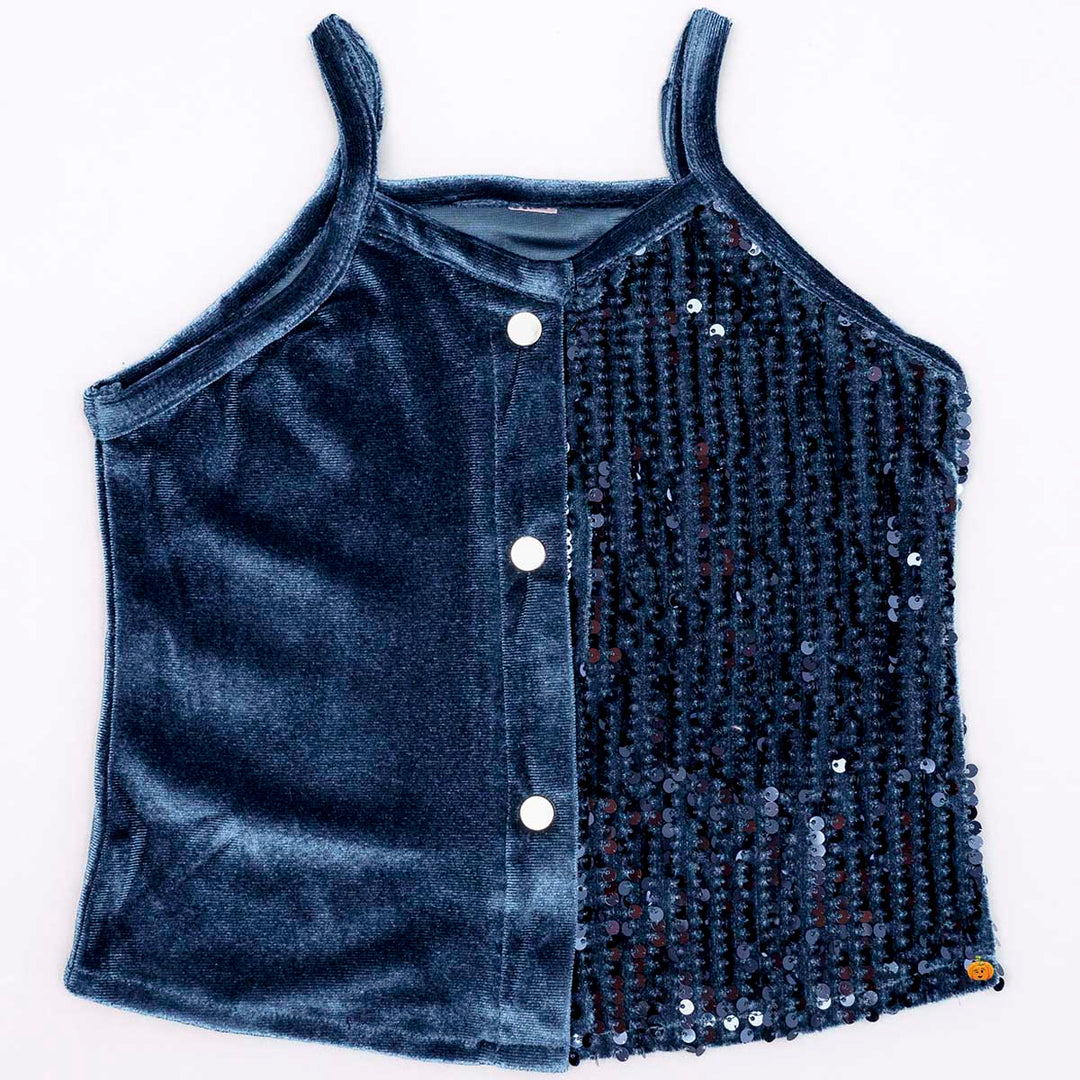 Rama & Black Sequin Top for Girls Front View