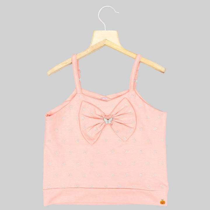 Peach Bow Girls Top Front View