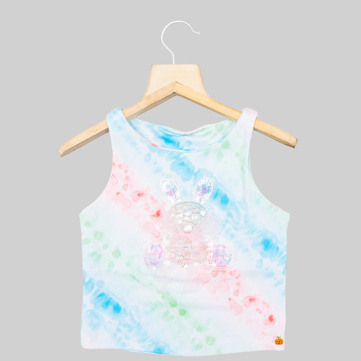 Pink & Blue Tie Dye Kids Top Front View