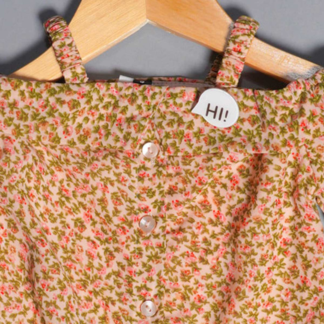 Top for Girls with Floral Print Close Up View