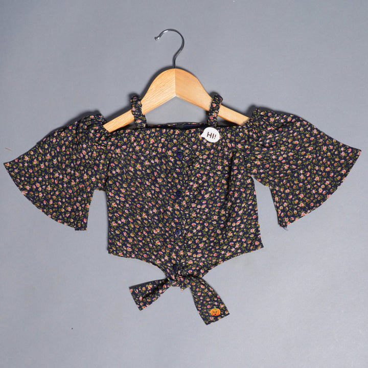 Top for Girls with Floral Print Front View