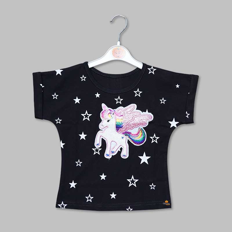 Top for Girls and Kids with Unicorn Design Front View