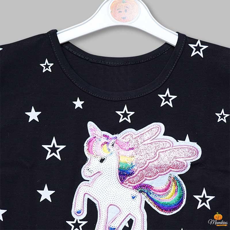  Top for Girls and Kids with Unicorn Design Close Up View