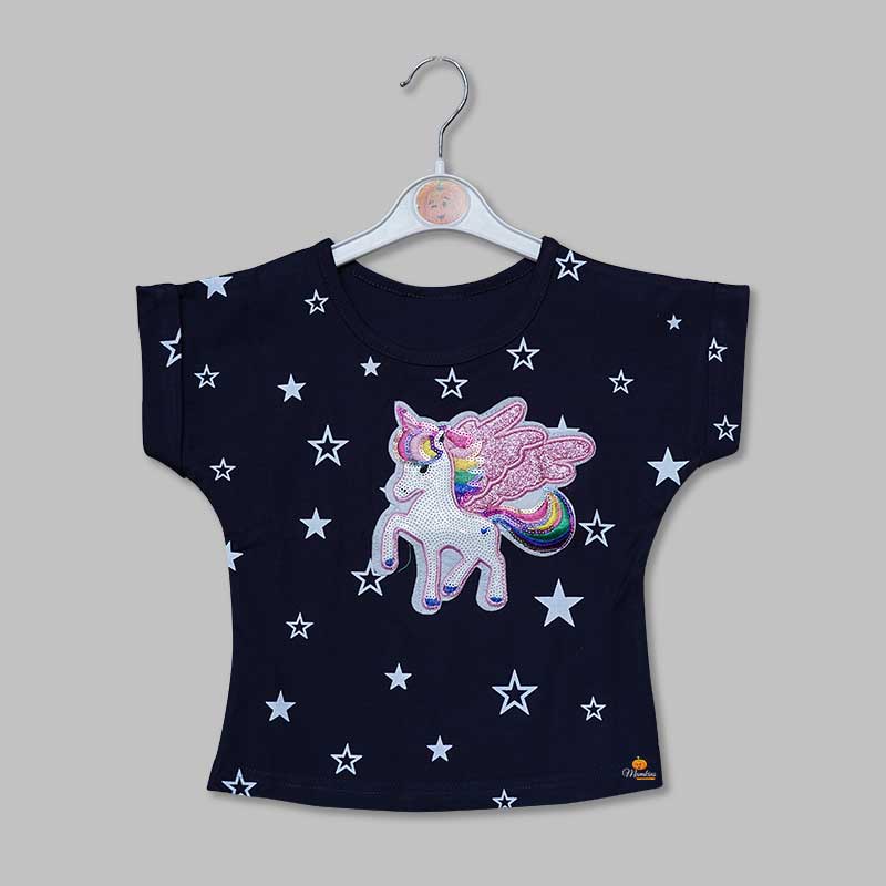 Top for Girls and Kids with Unicorn Design Front View