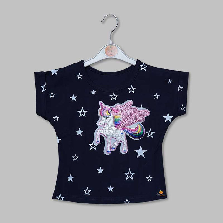 Top for Girls and Kids with Unicorn Design Front View