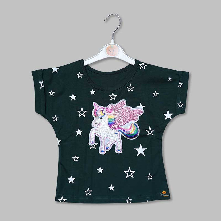 Top for Girls and Kids with Unicorn Design Front View