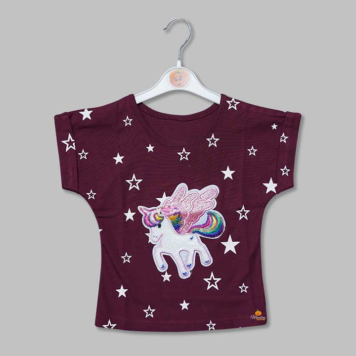 Top for Girls and Kids with Unicorn Design Front View