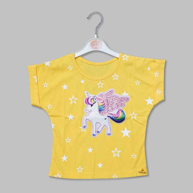 Top for Girls and Kids with Unicorn Design Front View