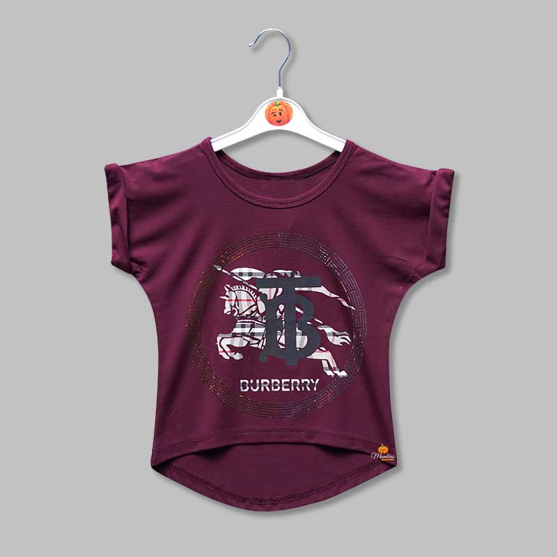 Top for Girls and Kids with Round Neck Front View