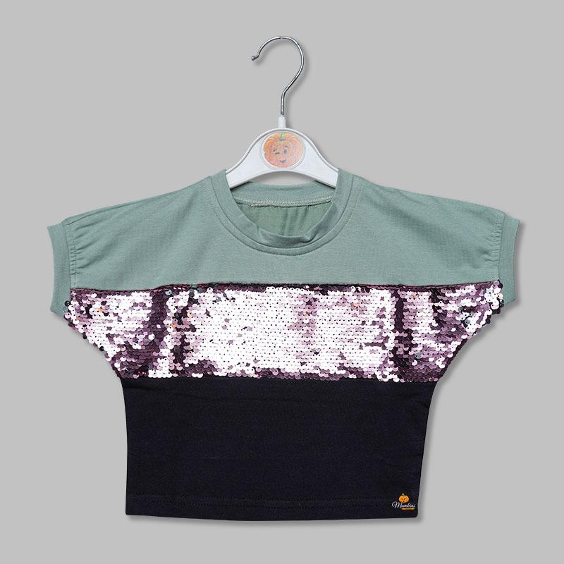 Top for Girls and Kids with an Elegant Sequins Front View