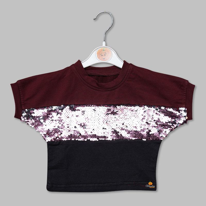 Top for Girls and Kids with an Elegant Sequins Front View