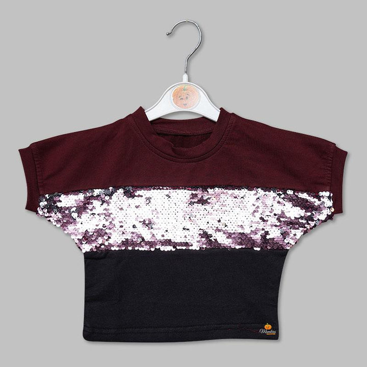 Top for Girls and Kids with an Elegant Sequins Front View
