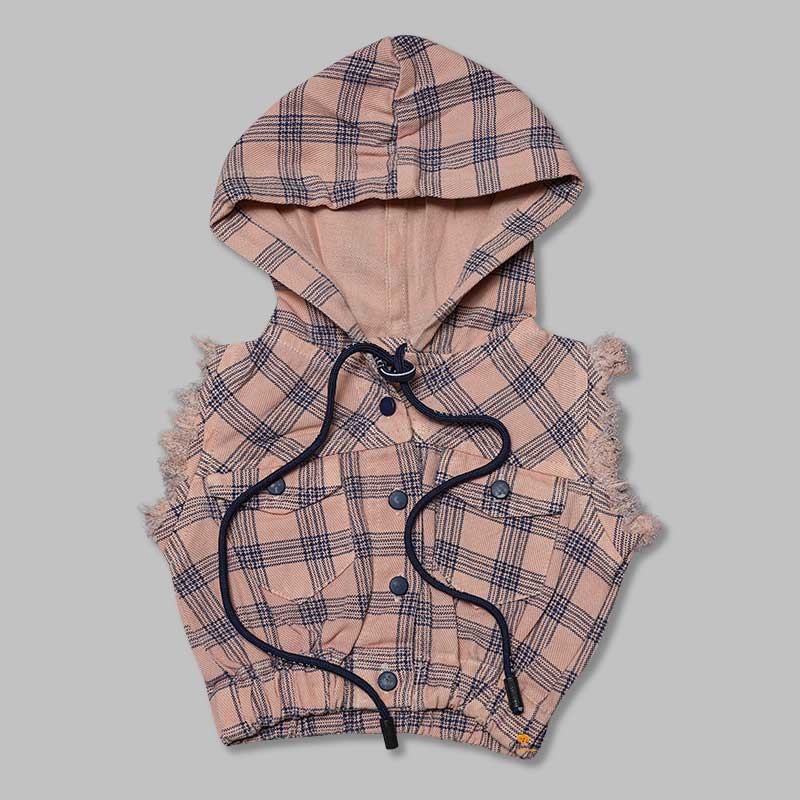 Top for Kid Girls with Sleeveless Hoodie Pattern
