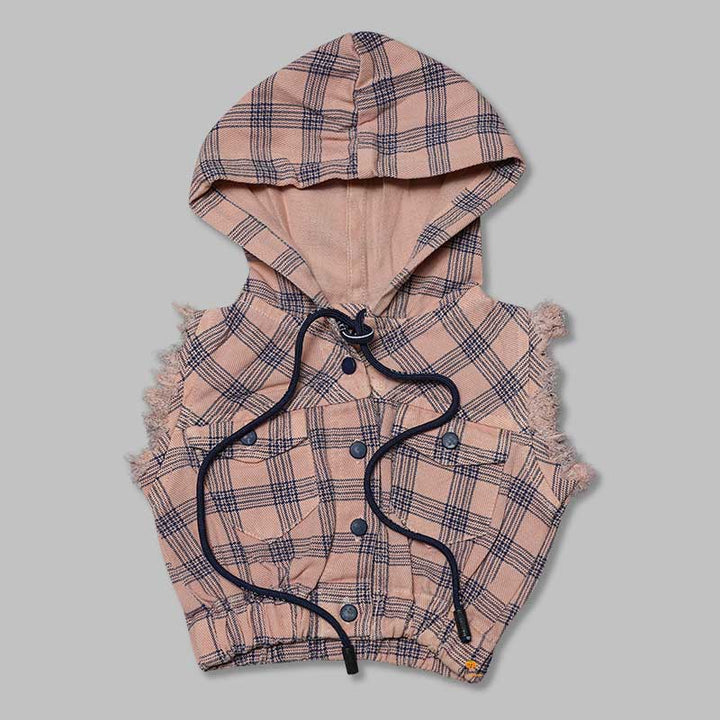 Top for Kid Girls with Sleeveless Hoodie Pattern