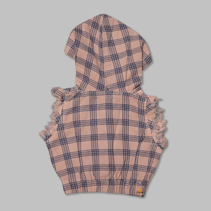 Top for Kid Girls with Sleeveless Hoodie Pattern