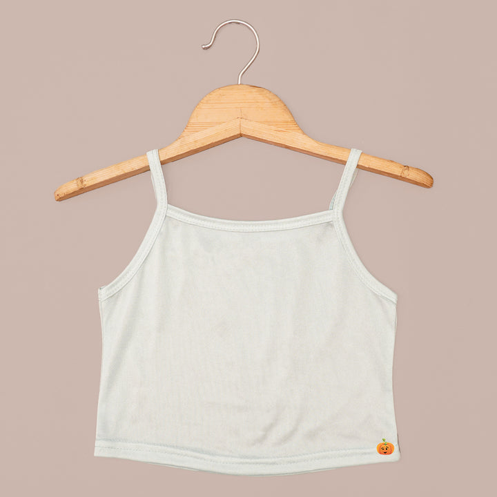 Peach & Sea Green Knotted Collared Girls Top Inner View