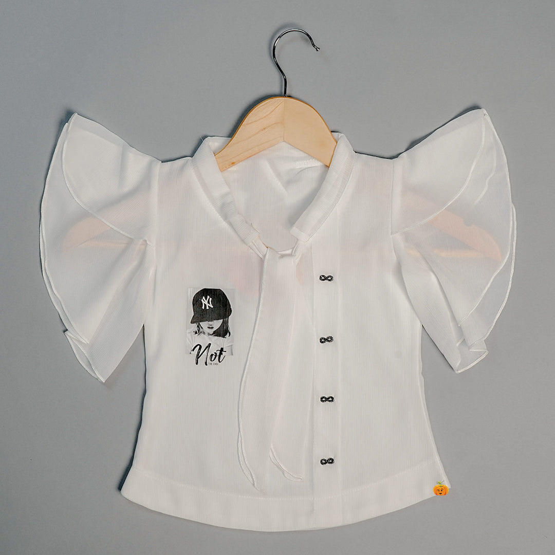 Butterfly Sleeves Top for Kids Front View