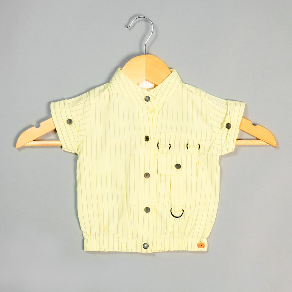 Stripes & Buttons Design Top for Kids Front View
