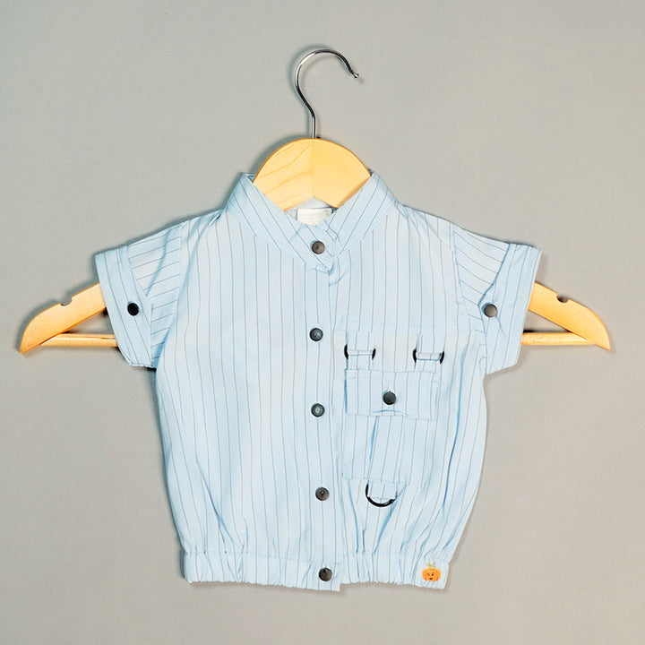 Stripes & Buttons Design Top for Kids Front View
